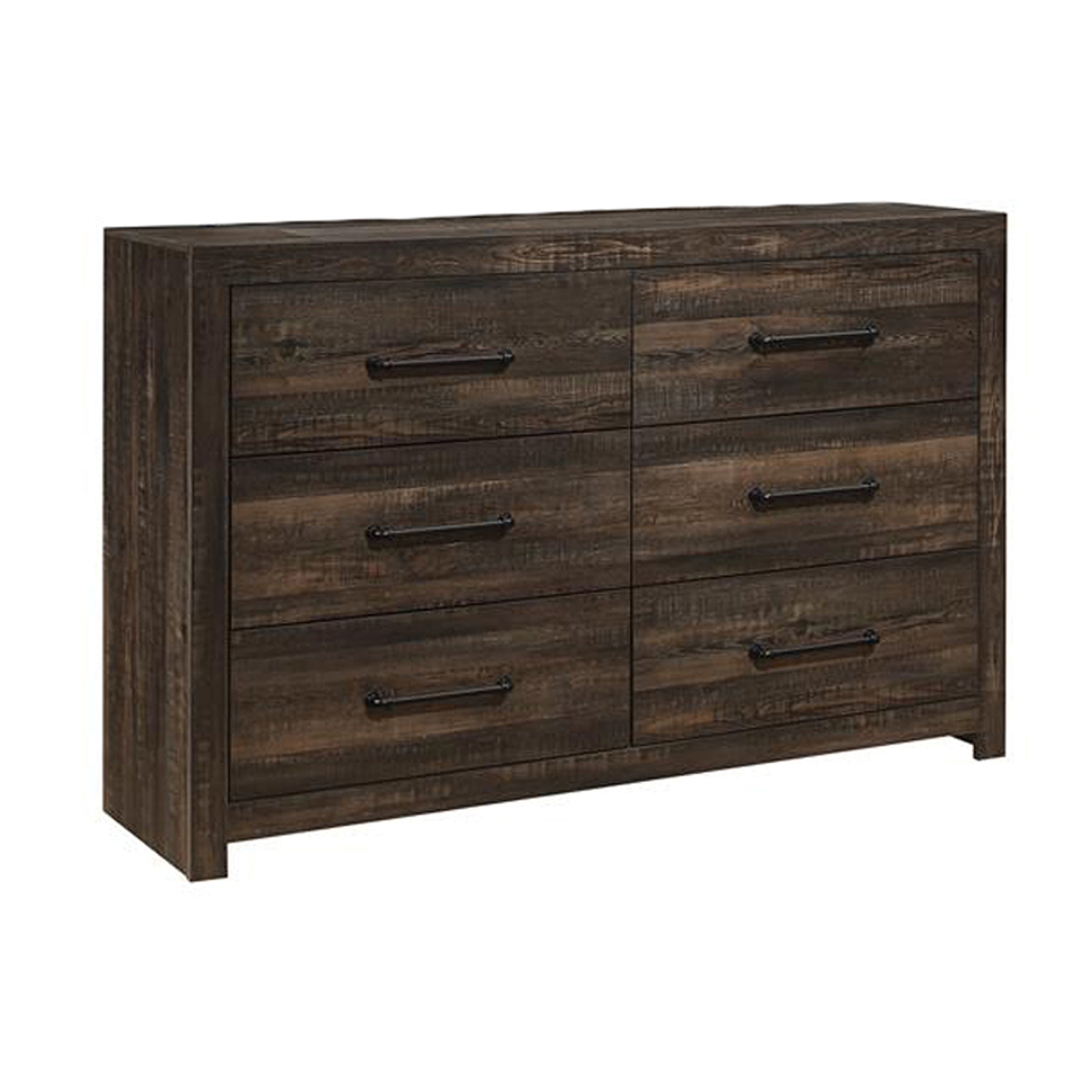 58" Oak Wood Six Drawer Dresser-Dressers-DECOROLALA