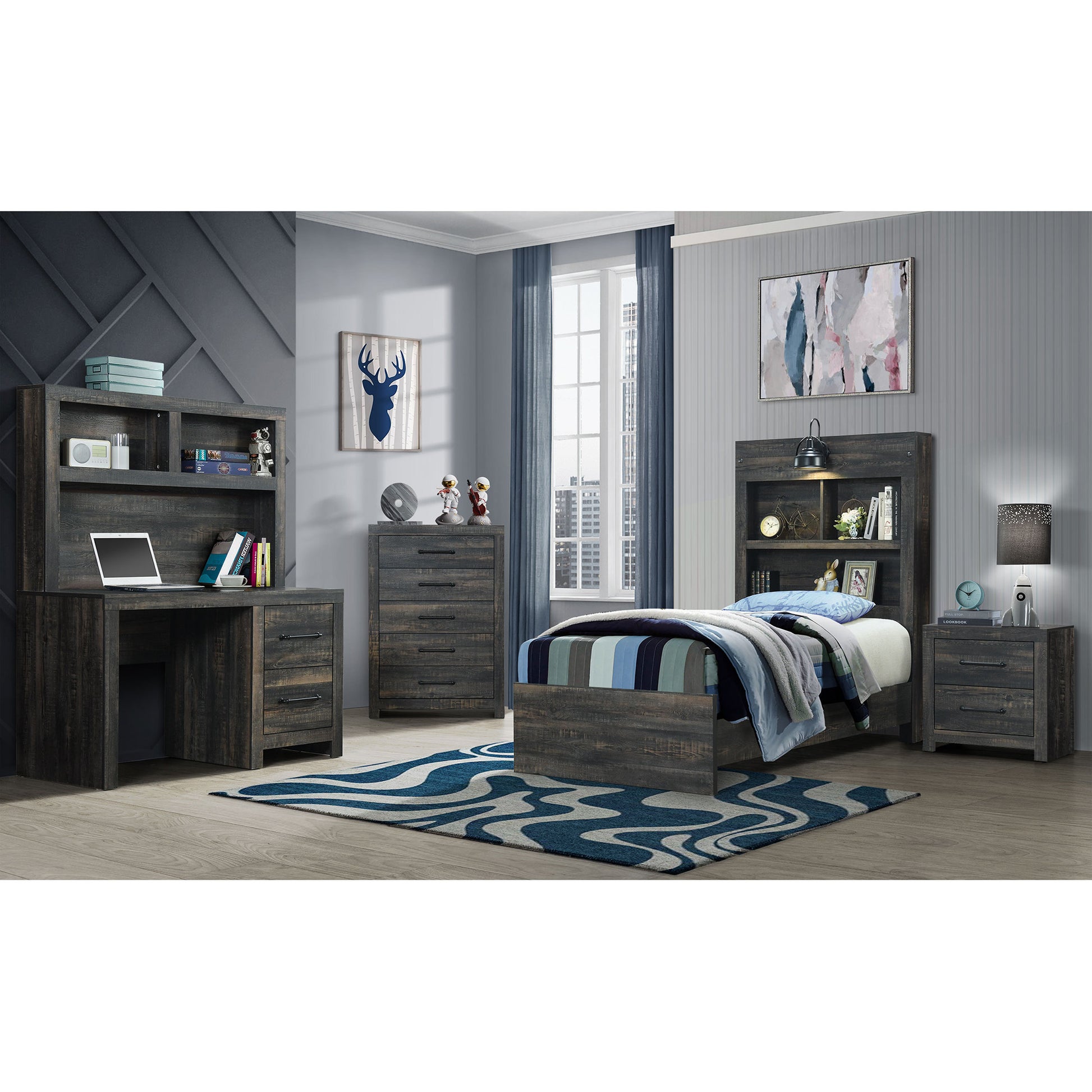 58" Oak Wood Six Drawer Dresser-Dressers-DECOROLALA