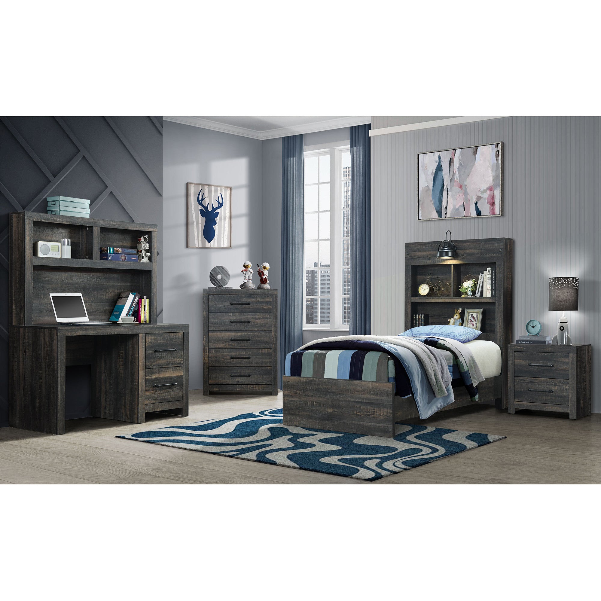 58" Oak Wood Six Drawer Dresser-Dressers-DECOROLALA