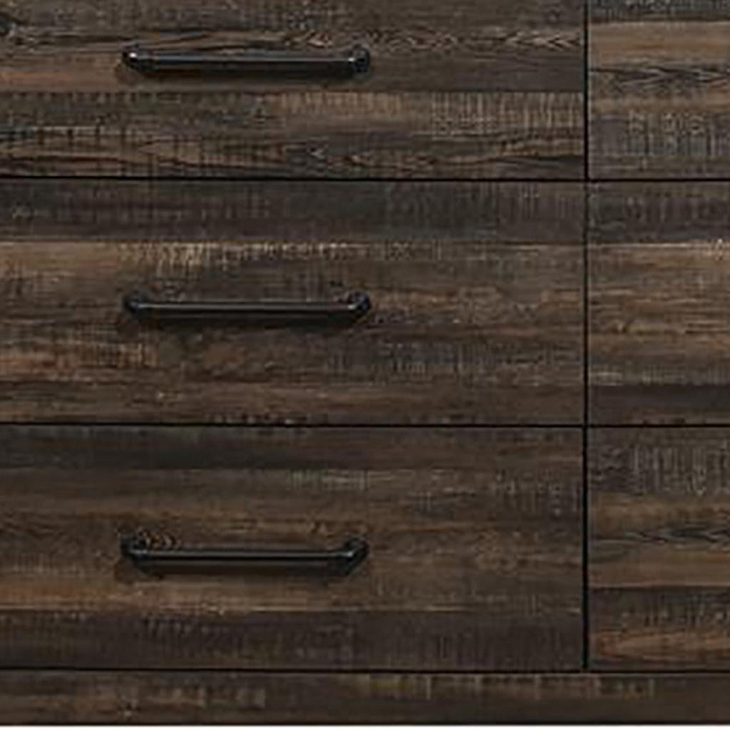 58" Oak Wood Six Drawer Dresser-Dressers-DECOROLALA
