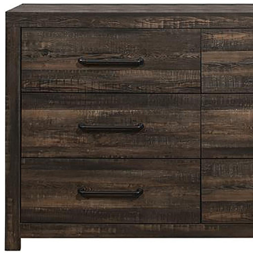 58" Oak Wood Six Drawer Dresser-Dressers-DECOROLALA