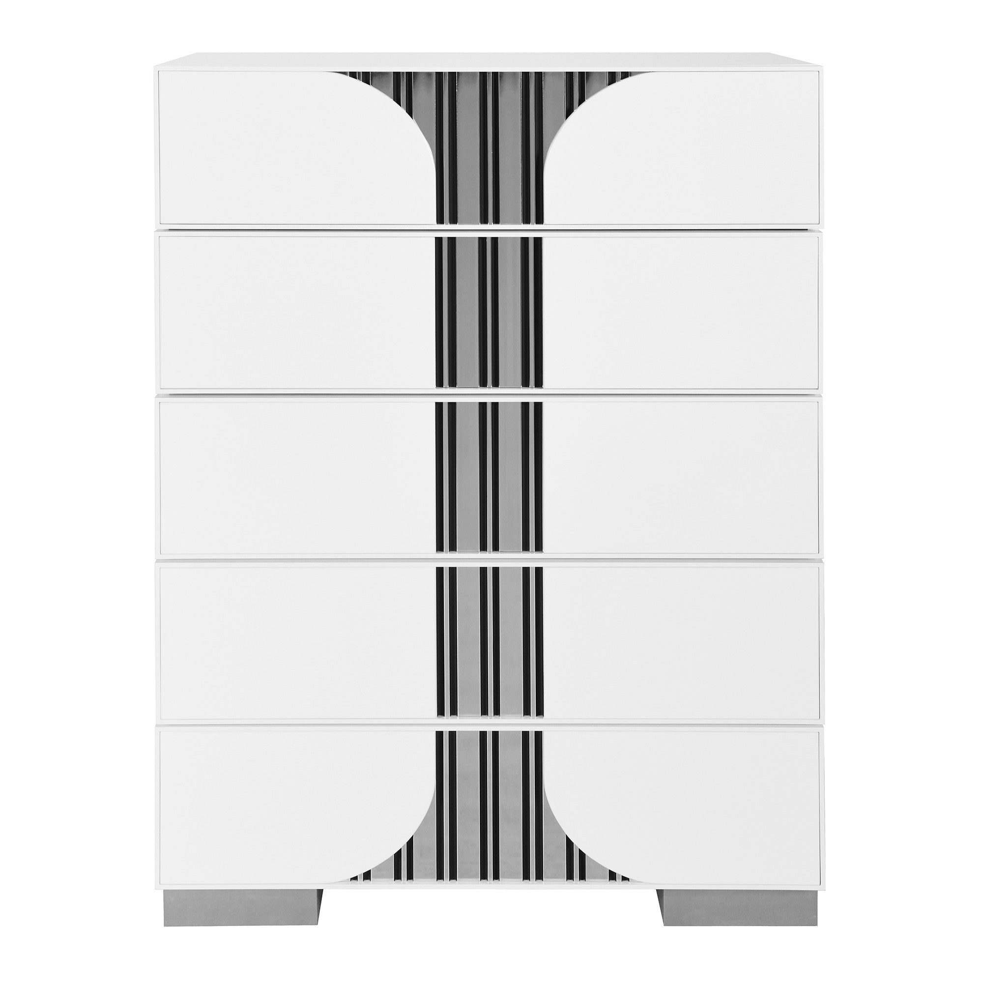 35" White Wood Five Drawer Dresser-Dressers-DECOROLALA