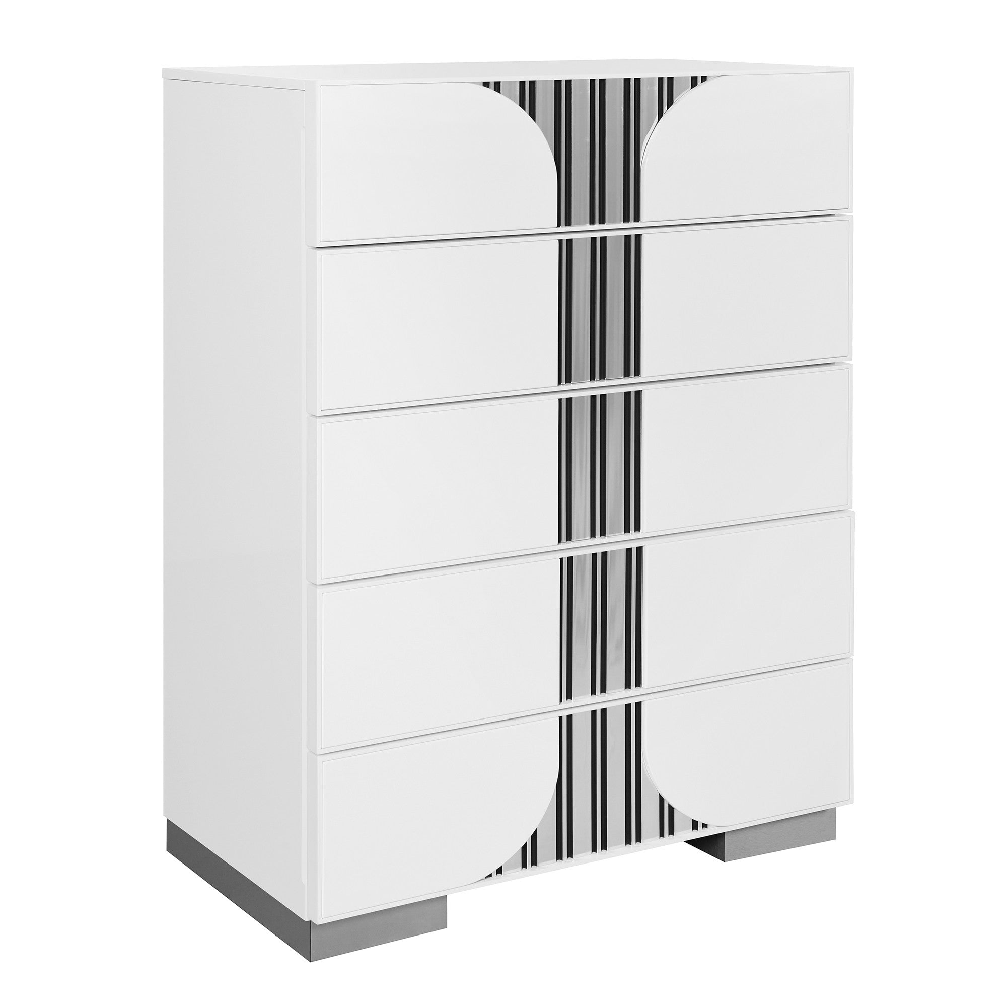 35" White Wood Five Drawer Dresser-Dressers-DECOROLALA