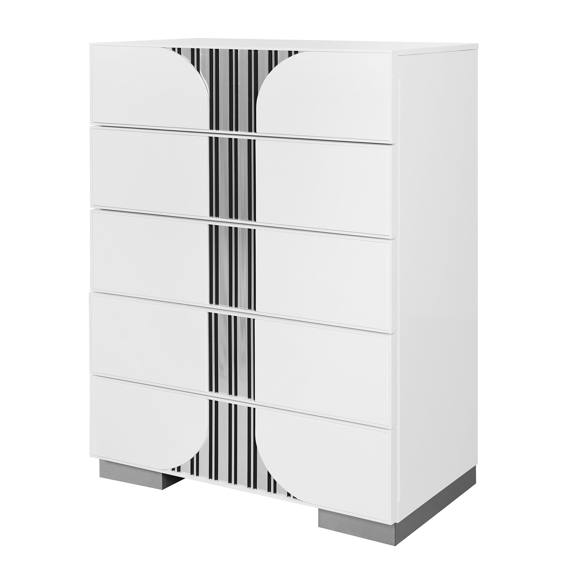 35" White Wood Five Drawer Dresser-Dressers-DECOROLALA
