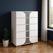 35" White Wood Five Drawer Dresser-Dressers-DECOROLALA