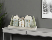6" Green Gray And White Resin Tabletop Sculpture with LED-0