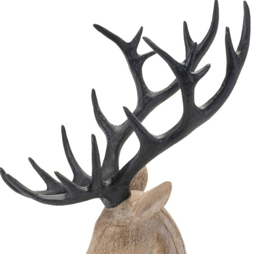 Set of Two Brown And Black Polyresin Deer Figurine-4