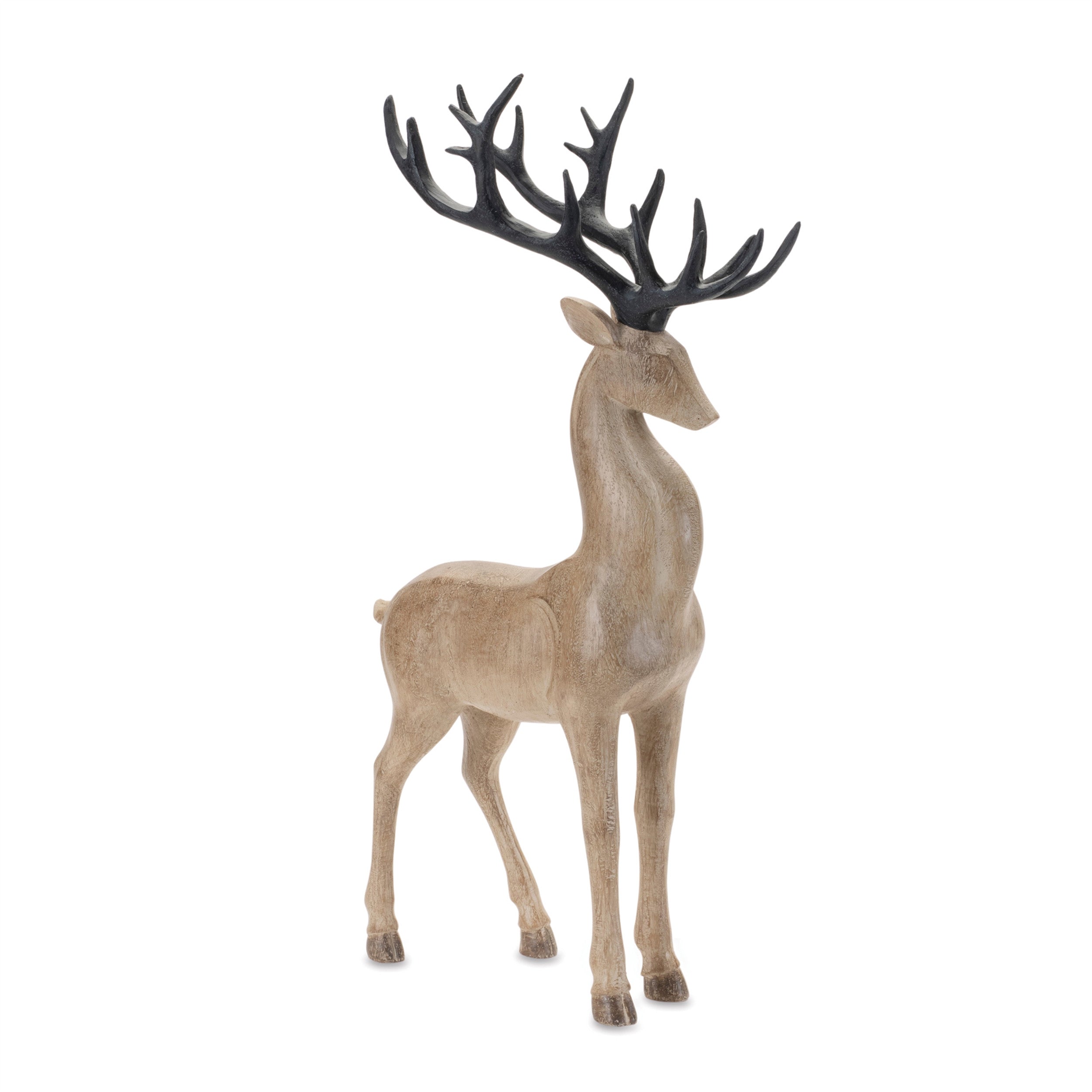 Set of Two Brown And Black Polyresin Deer Figurine-2