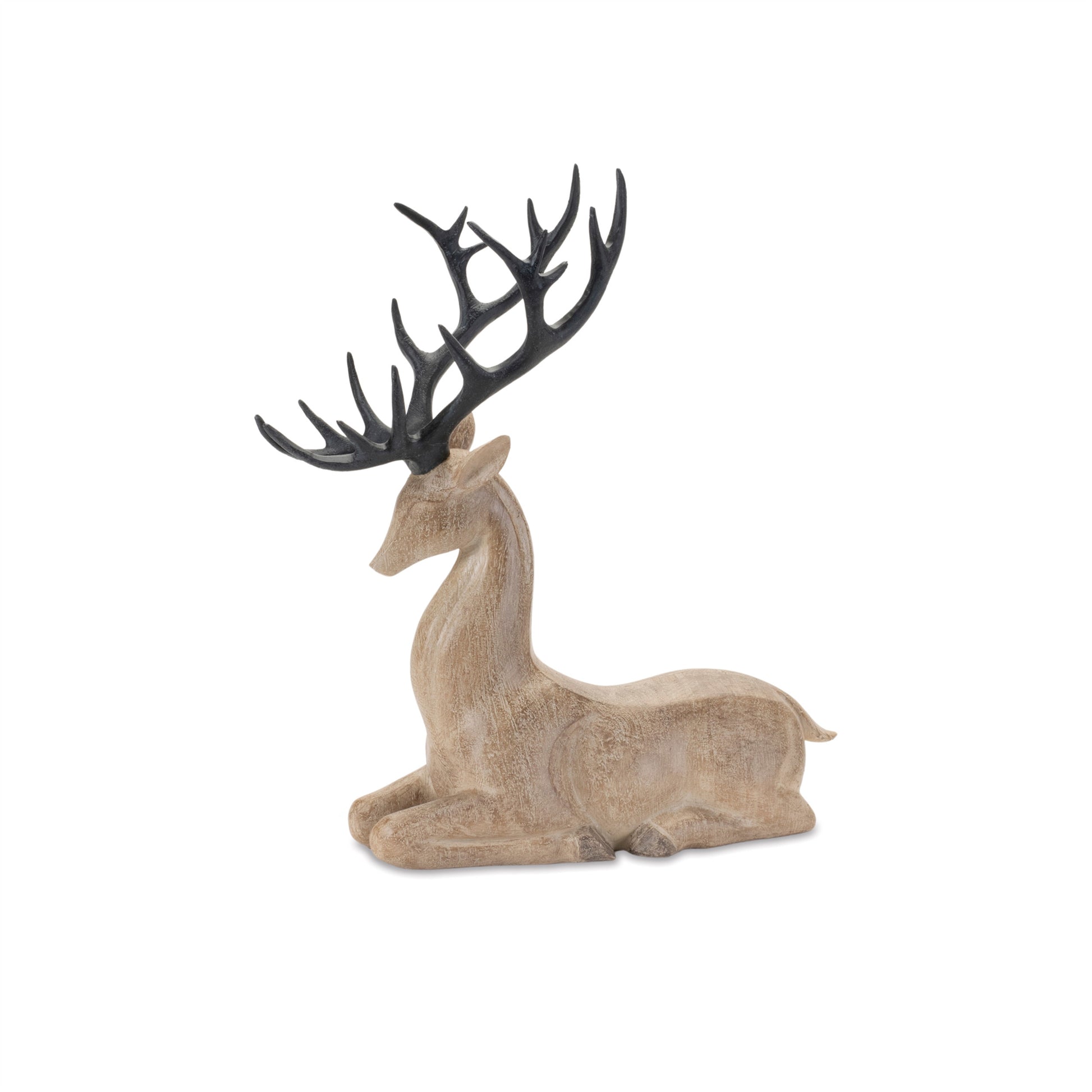 Set of Two Brown And Black Polyresin Deer Figurine-3