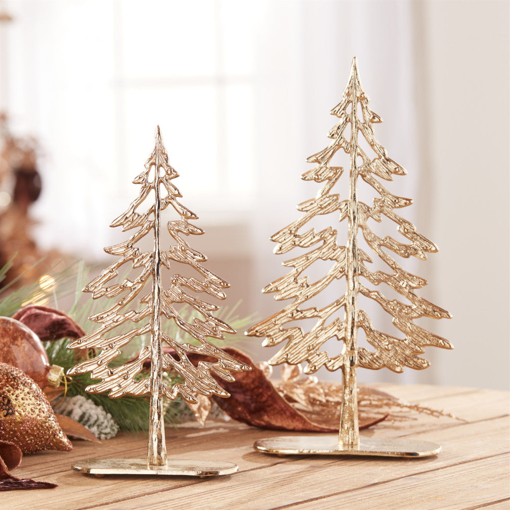 Set of Two Gold Aluminum Tabletop Sculpture-4