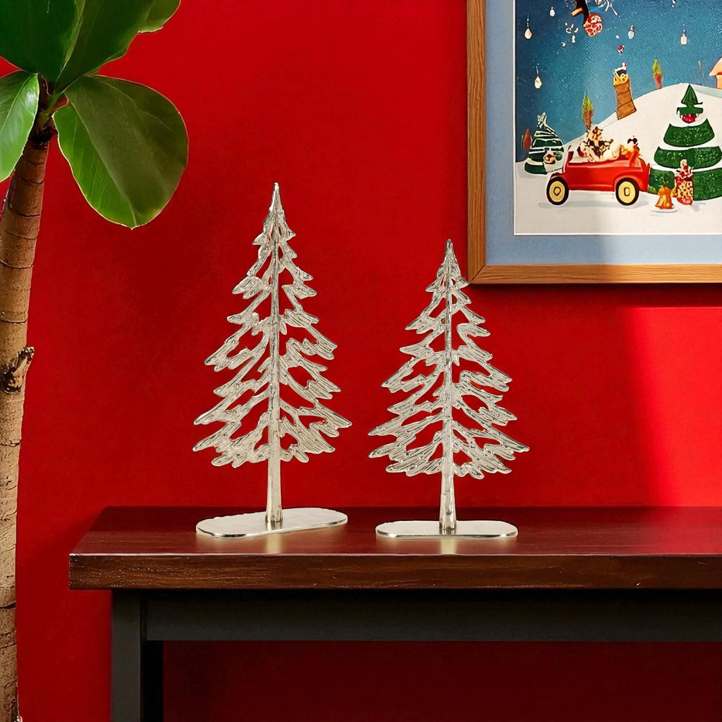 Set of Two Gold Aluminum Tabletop Sculpture-0