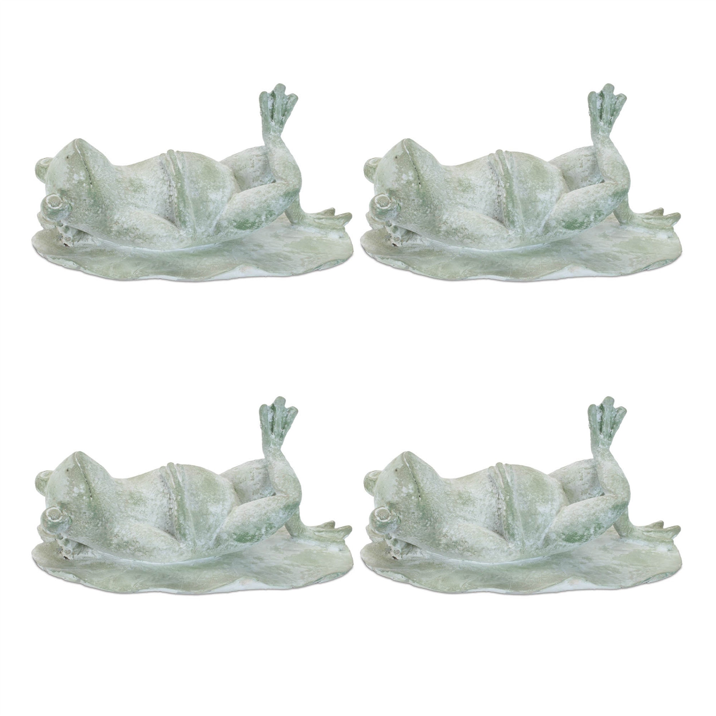 Set of Four Green Polyresin Frog Figurine-Sculptures-DECOROLALA