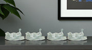 Set of Four Green Polyresin Frog Figurine-Sculptures-DECOROLALA