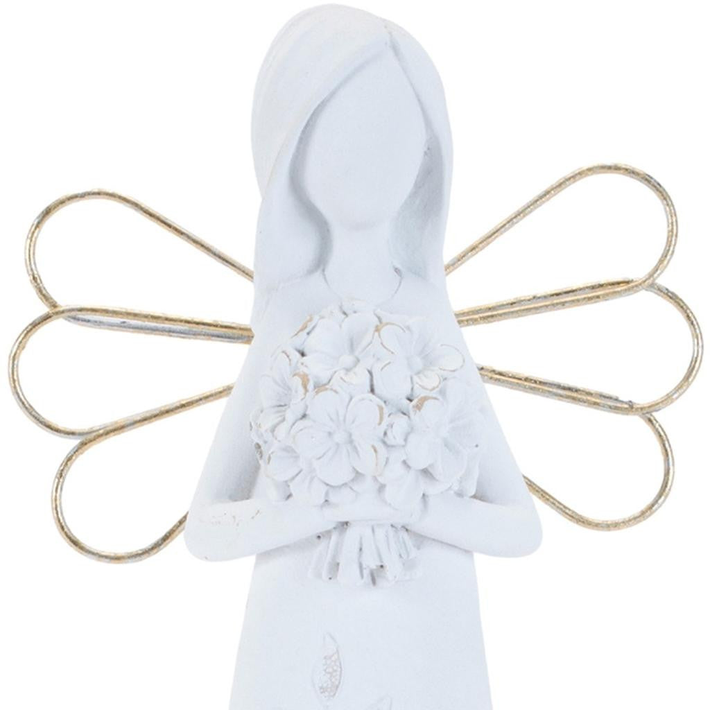 Set of Two White And Gold Polyresin Angel Figurine-Sculptures-DECOROLALA