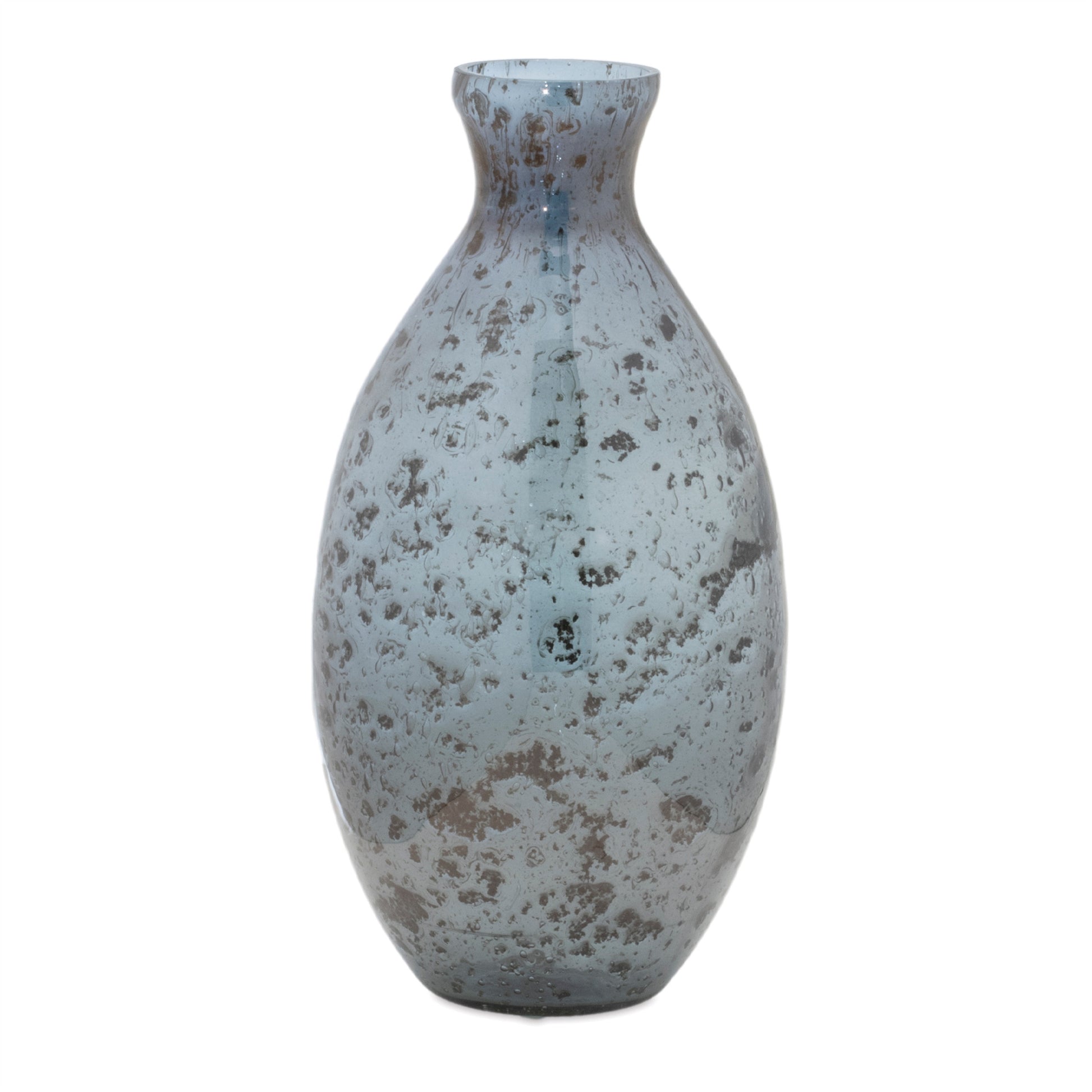 Set of Three Blue And Gray Seeded Glass Table Vases-Vases-DECOROLALA