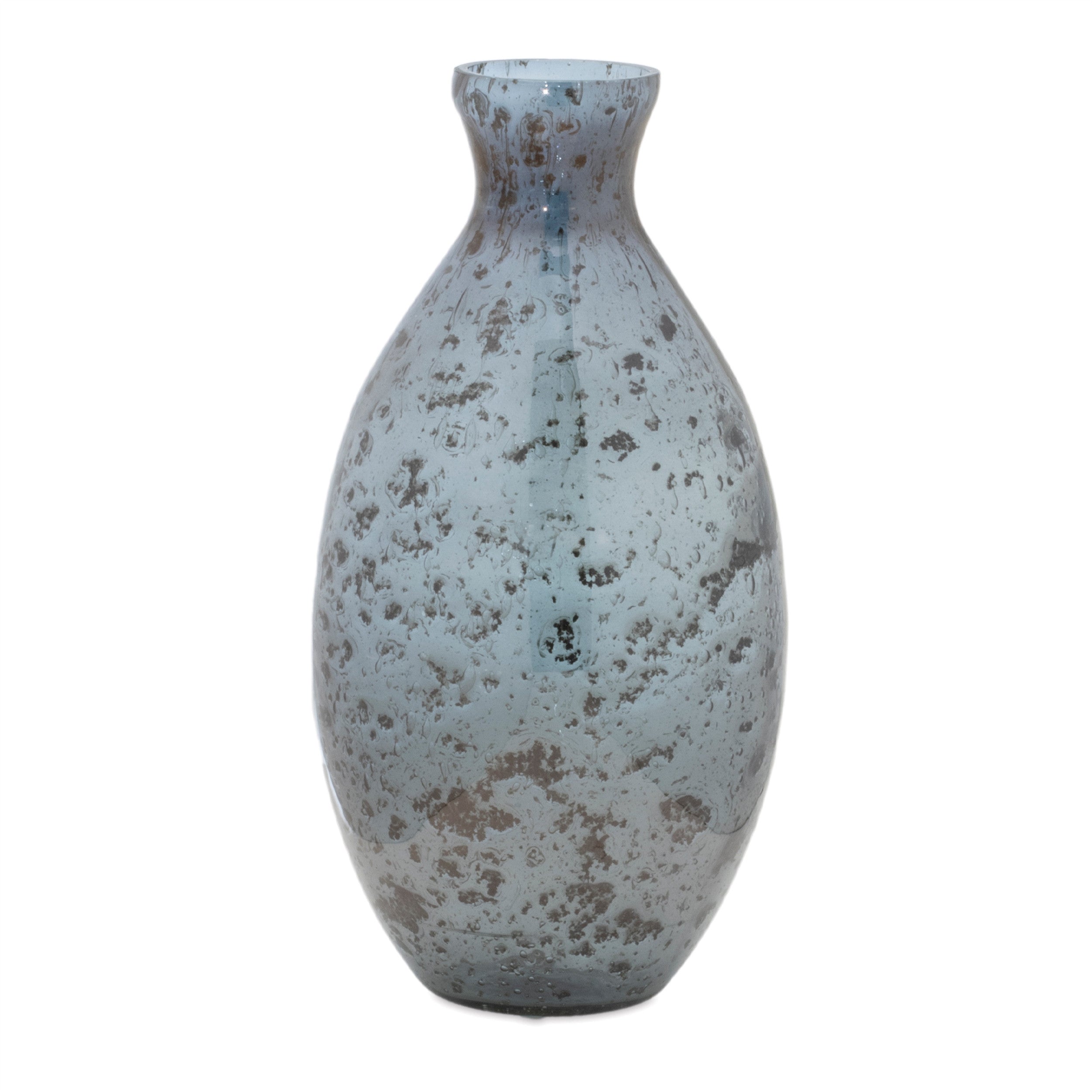Set of Three Blue And Gray Seeded Glass Table Vases-Vases-DECOROLALA
