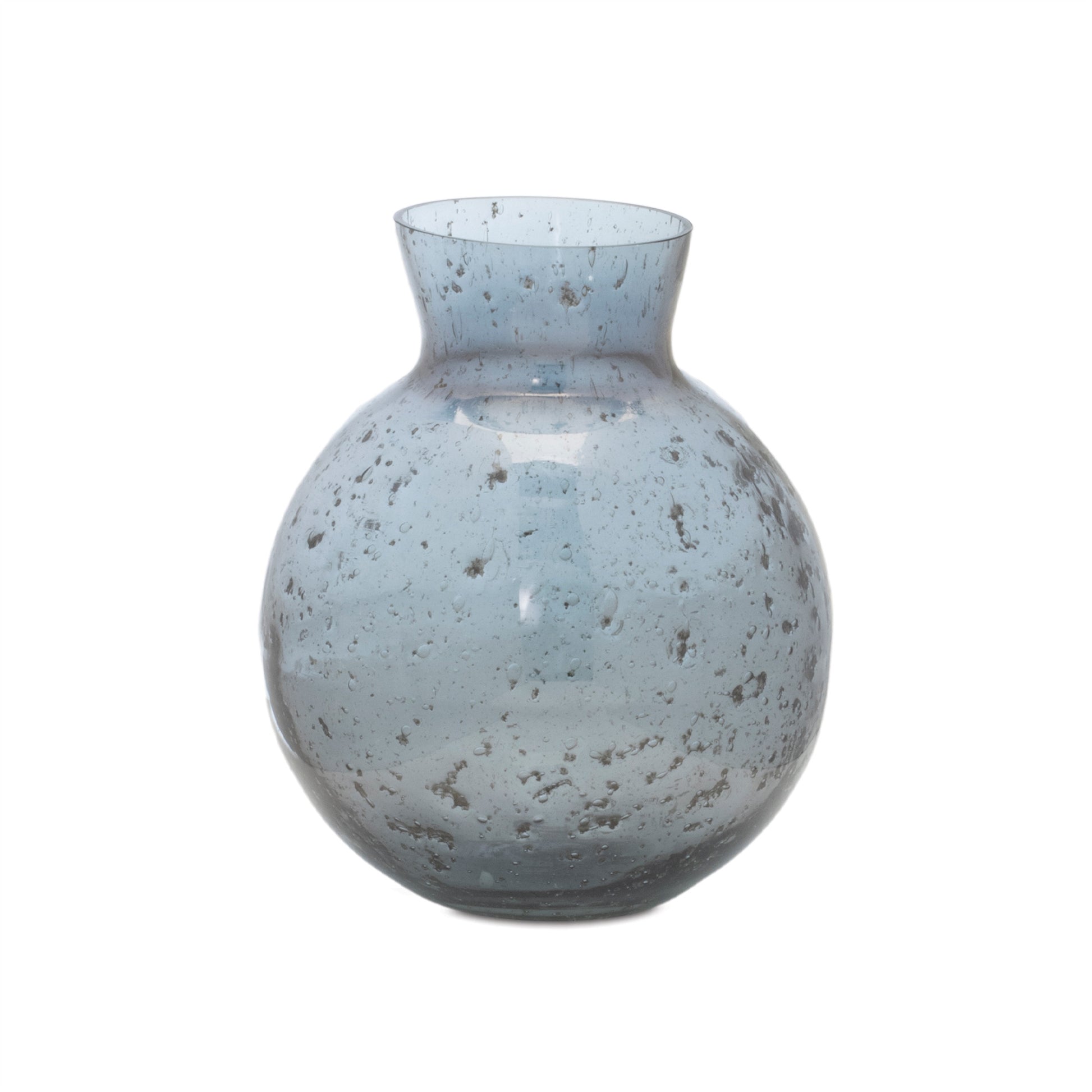 Set of Three Blue And Gray Seeded Glass Table Vases-Vases-DECOROLALA