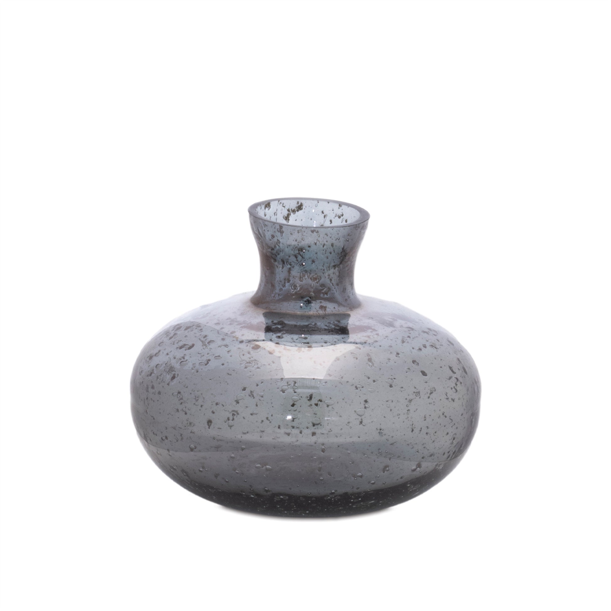 Set of Three Blue And Gray Seeded Glass Table Vases-Vases-DECOROLALA