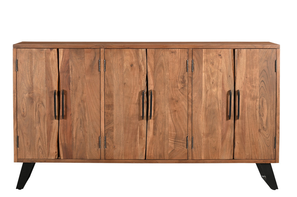 69" Brown Solid Wood Live Edge Sideboard with Six Doors-Sideboards-DECOROLALA
