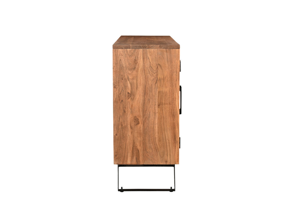 69" Brown Solid Wood Live Edge Sideboard with Six Doors-Sideboards-DECOROLALA