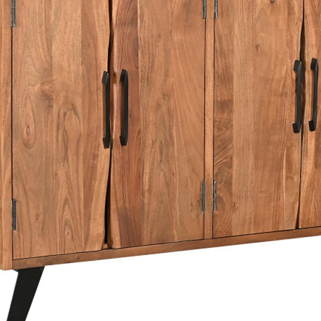 69" Brown Solid Wood Live Edge Sideboard with Six Doors-Sideboards-DECOROLALA