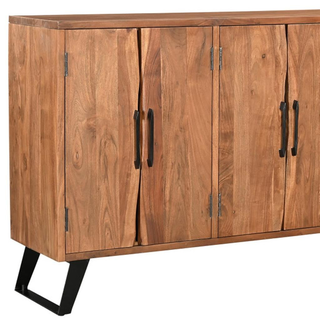 69" Brown Solid Wood Live Edge Sideboard with Six Doors-Sideboards-DECOROLALA