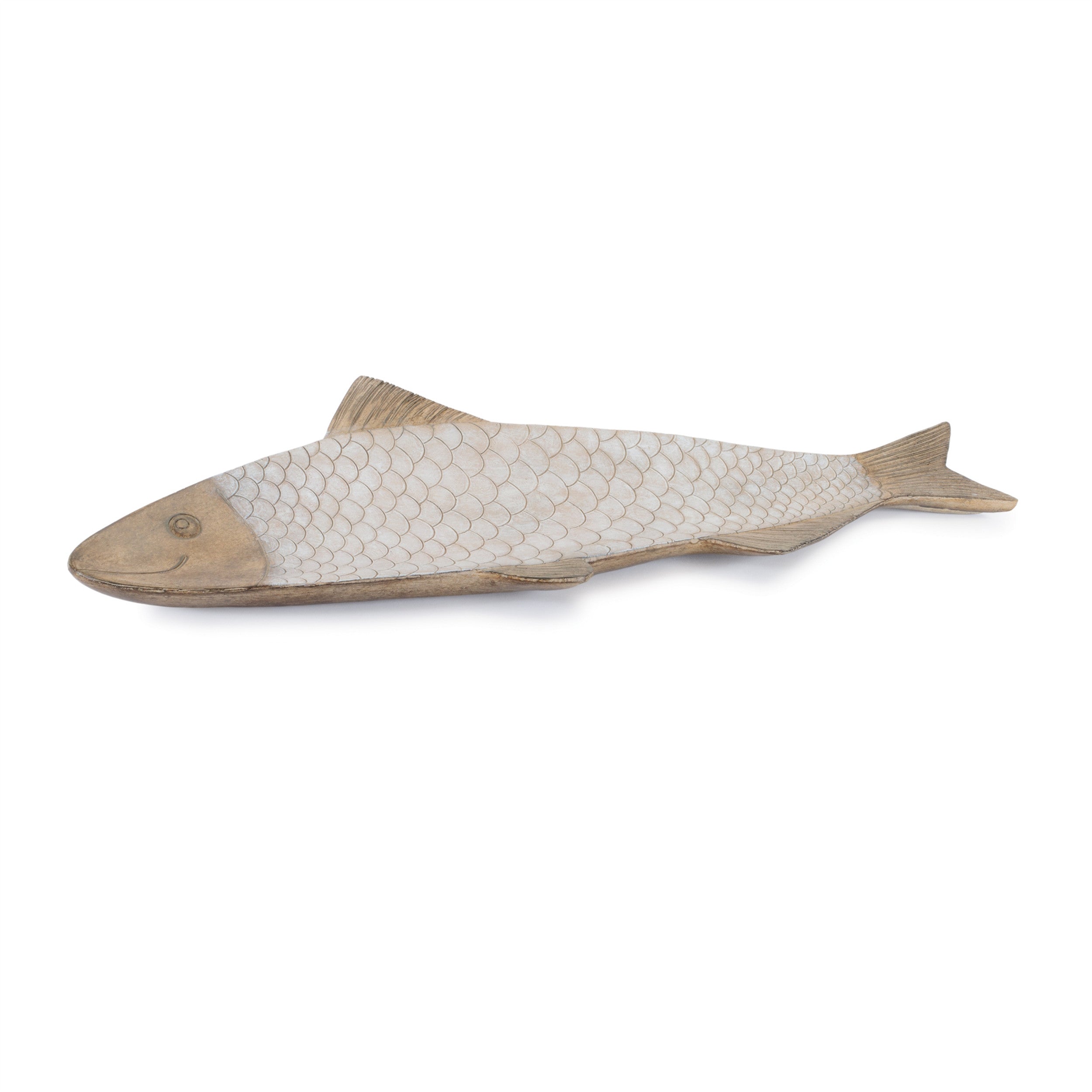 23" Brown Ceramic Etched Fish Serving Tray-1