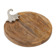 12" Natural Solid Wood Pumpkin Serving Tray-0