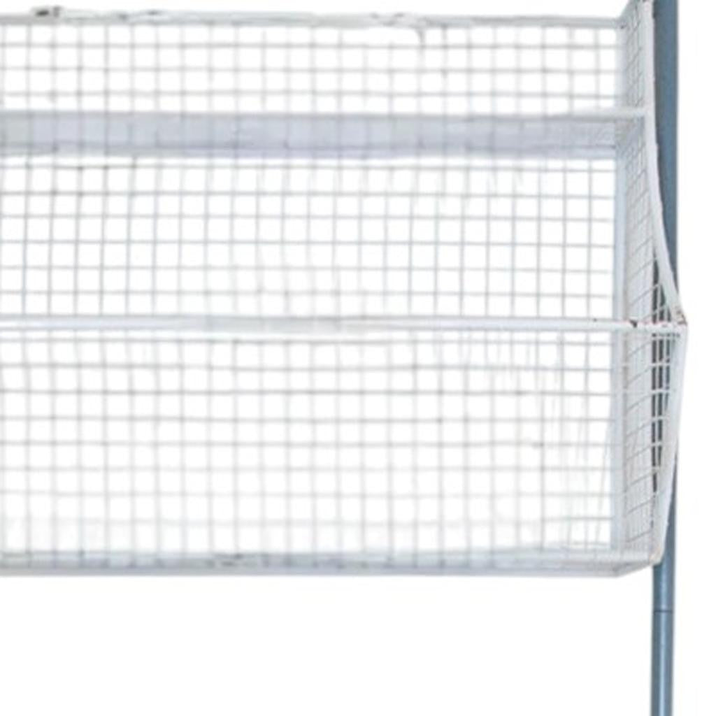 24" White And Gray Metal Baskets Wall Mounted Cubby Shelf-Wall Mounted Shelves-DECOROLALA