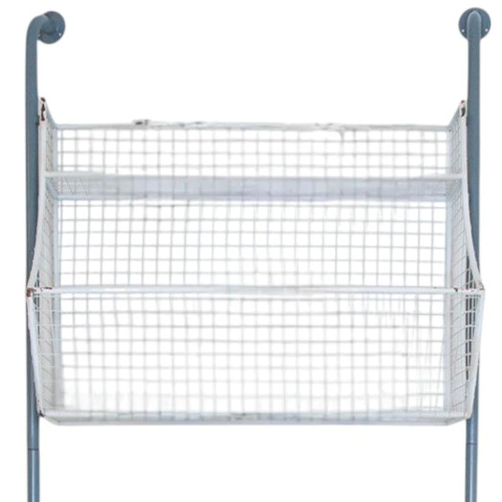 24" White And Gray Metal Baskets Wall Mounted Cubby Shelf-Wall Mounted Shelves-DECOROLALA