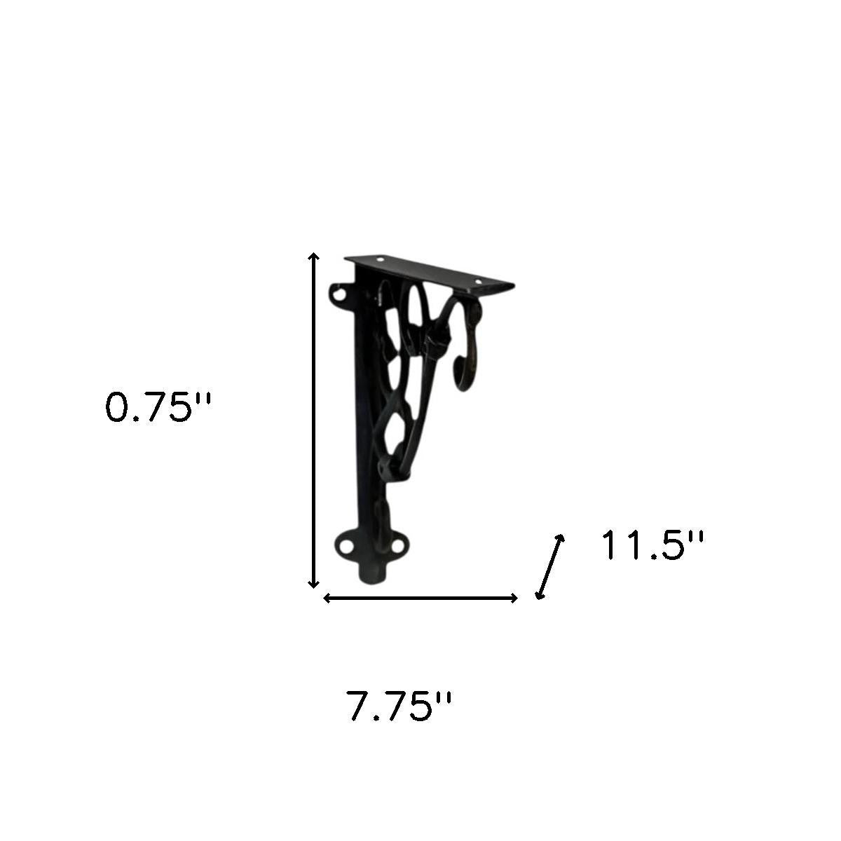 8" Set Of Two Black Metal Wall Mounted Shelf Brackets-Wall Mounted Shelves-DECOROLALA