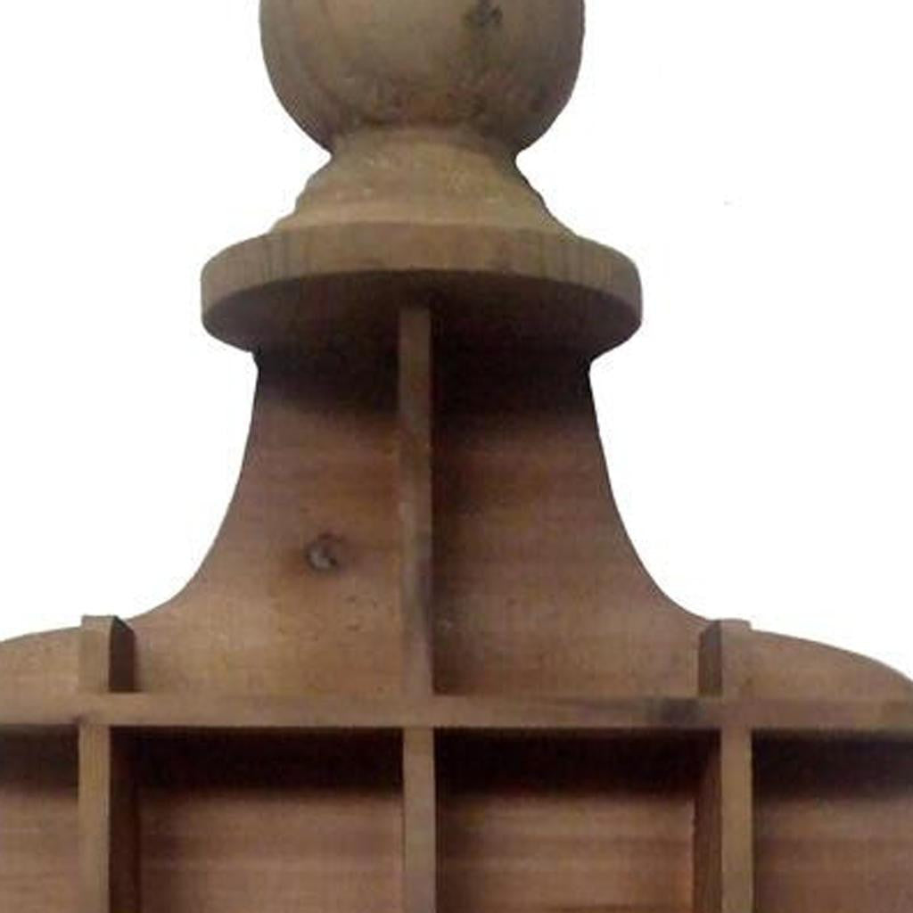18" Brown Wood Novelty Shape Multi Compartment Wall Mount Accent Shelf-Wall Mounted Shelves-DECOROLALA