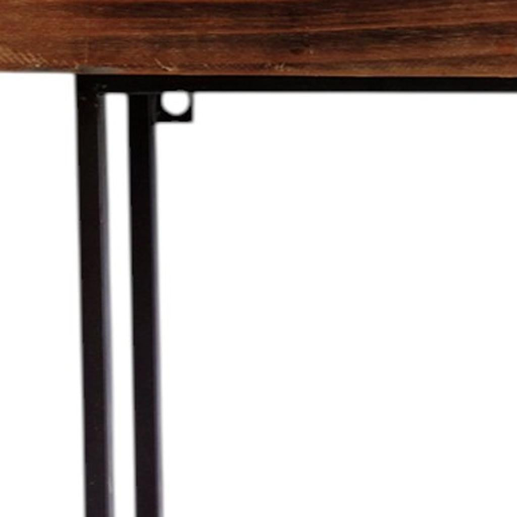 36" Set Of Two Black And Brown Wood And Metal Two Level Accent Shelf-Wall Mounted Shelves-DECOROLALA