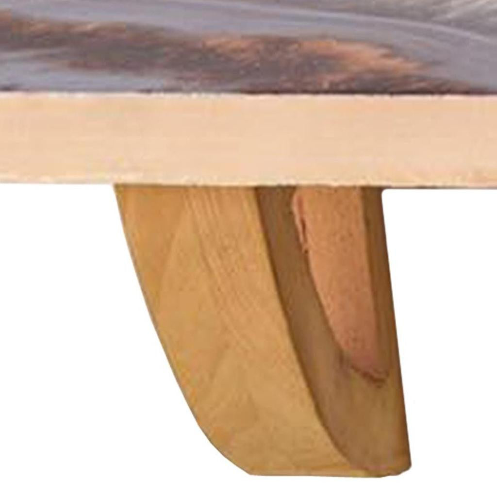 36" Gray And Natural Wood Agate Pattern Wall Mount Accent Shelf-Wall Mounted Shelves-DECOROLALA