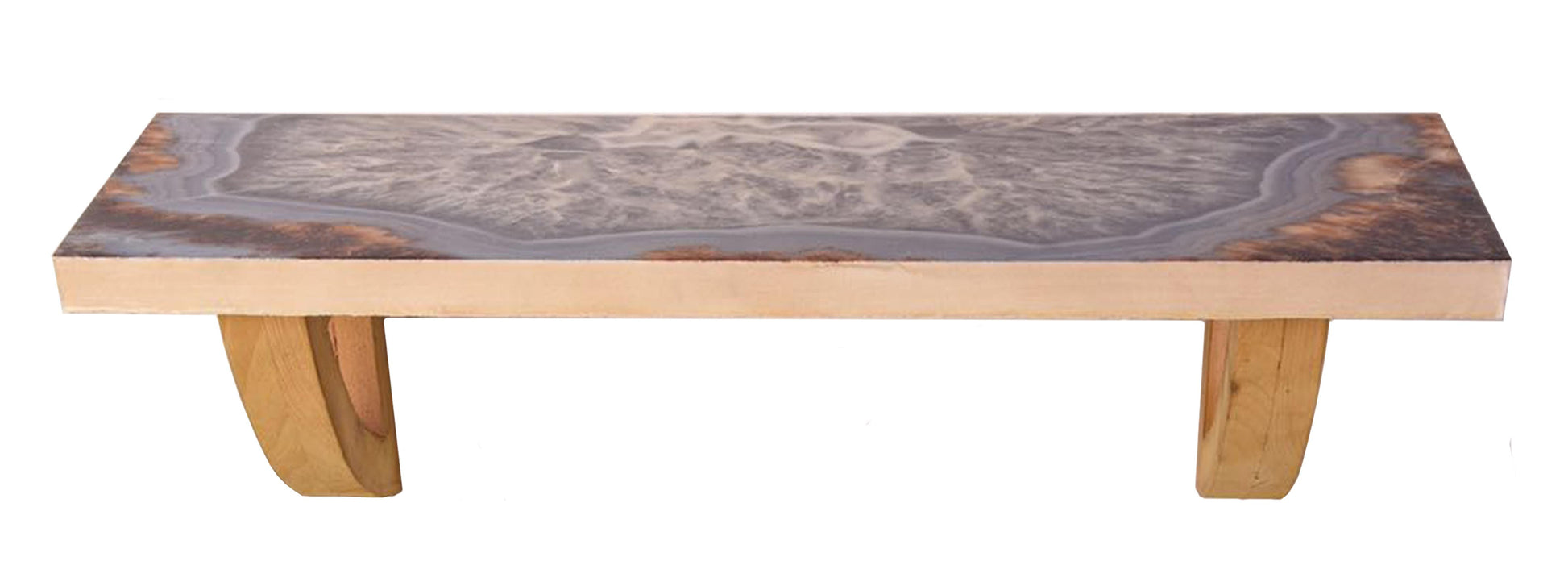 36" Gray And Natural Wood Agate Pattern Wall Mount Accent Shelf-Wall Mounted Shelves-DECOROLALA