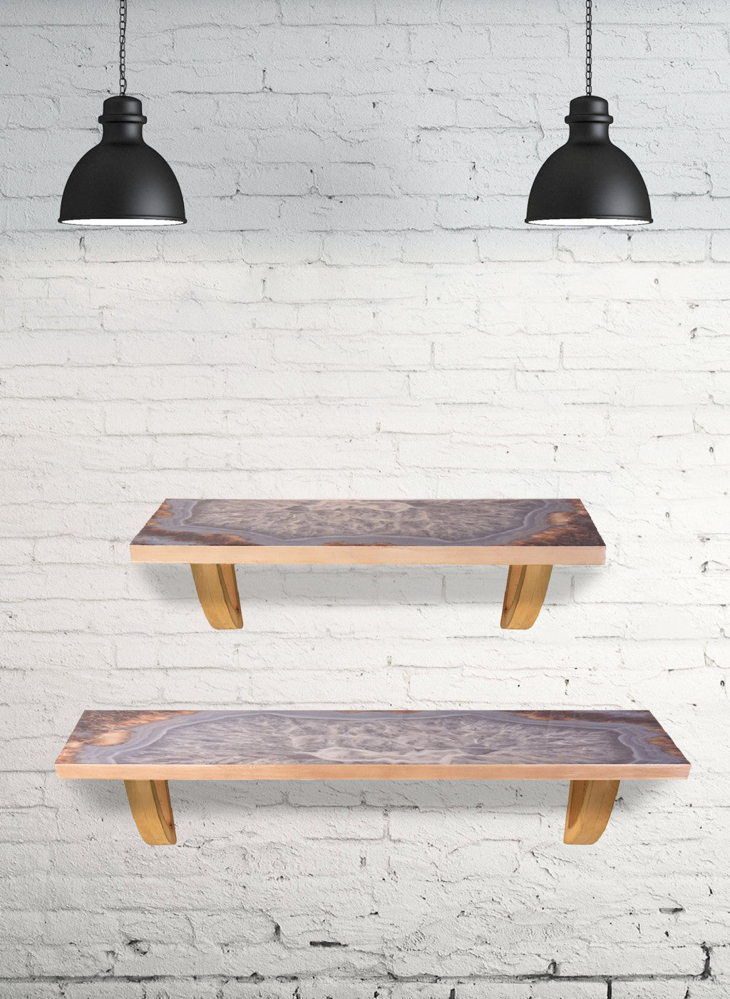 24" Gray And Natural Wood Wall Mounted Accent Shelf-Wall Mounted Shelves-DECOROLALA