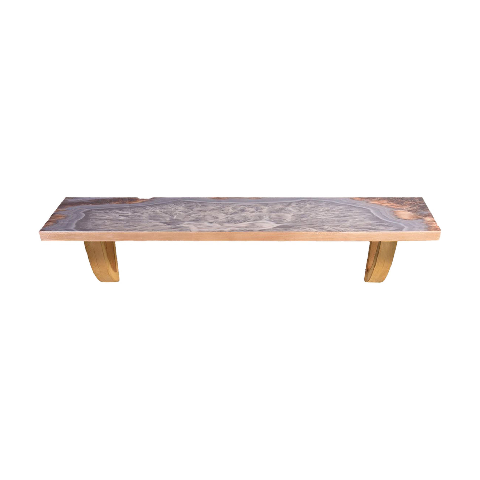 24" Gray And Natural Wood Wall Mounted Accent Shelf-Wall Mounted Shelves-DECOROLALA