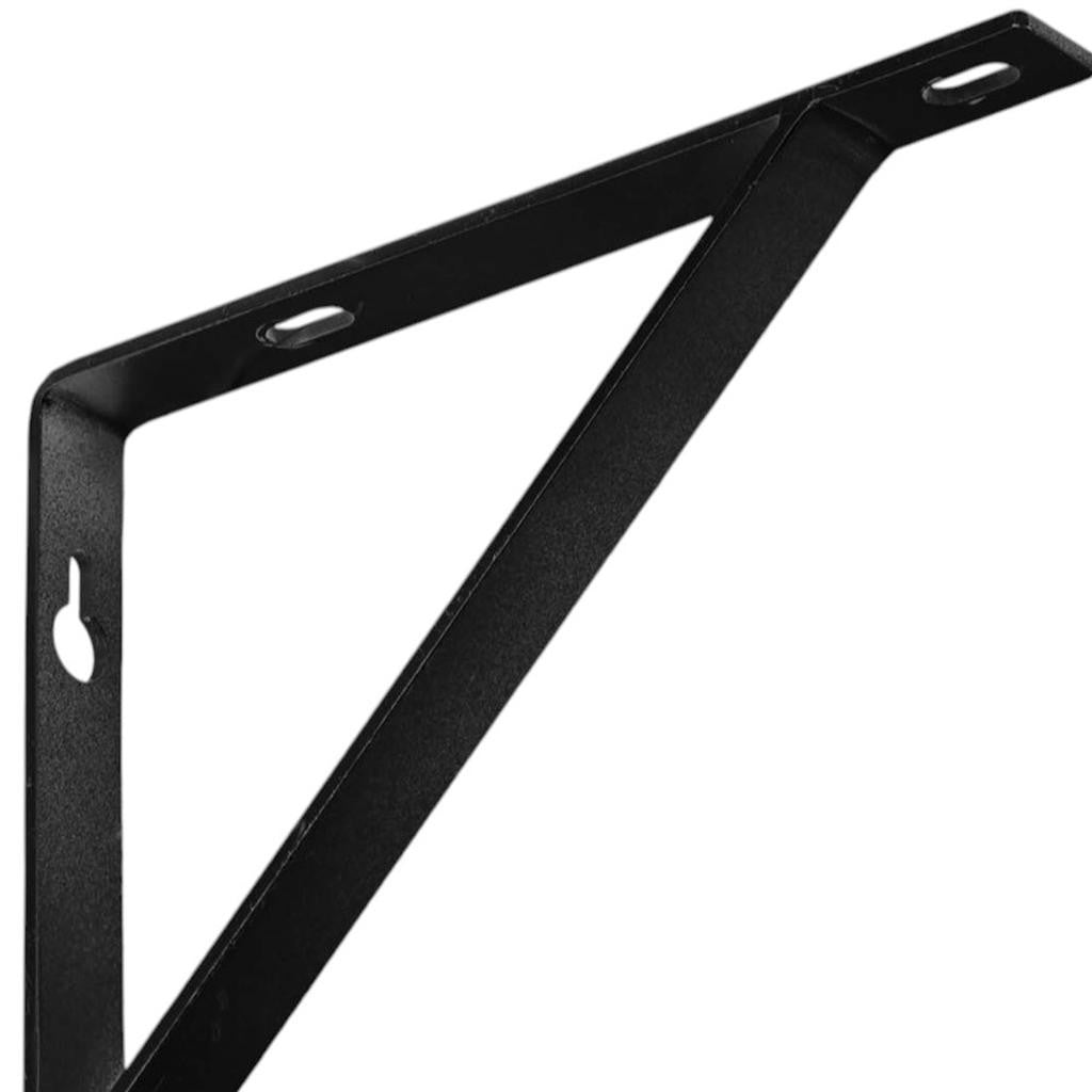 7" Set Of Two Black Metal Wall Mounted Shelf Brackets-Wall Mounted Shelves-DECOROLALA