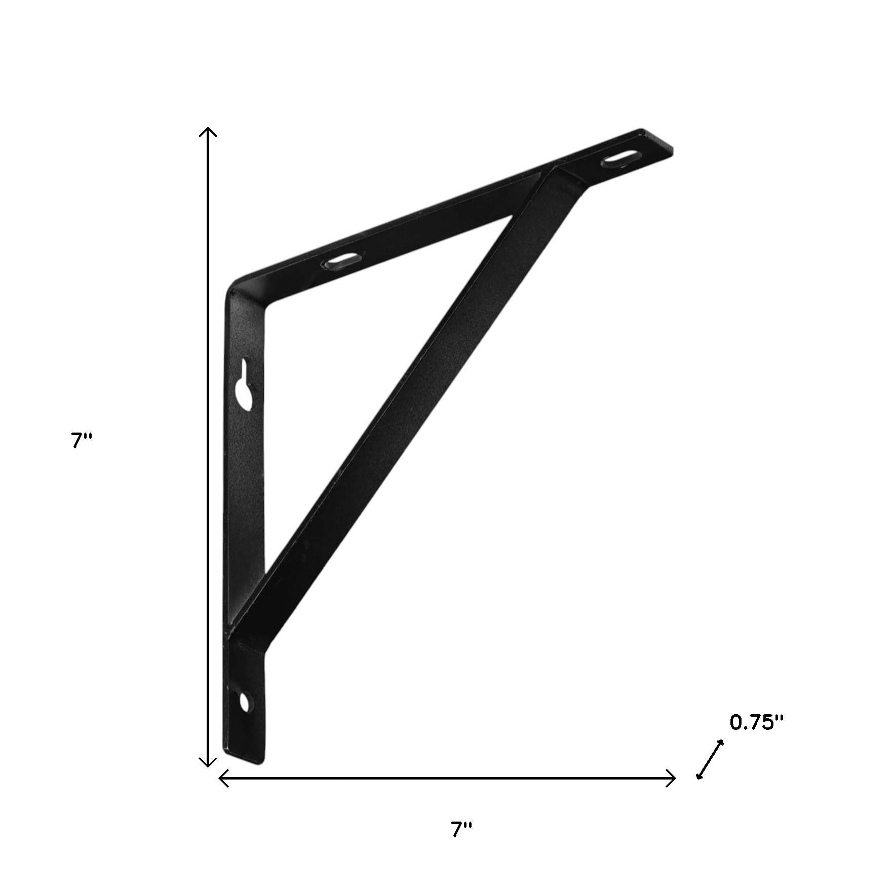 7" Set Of Two Black Metal Wall Mounted Shelf Brackets-Wall Mounted Shelves-DECOROLALA