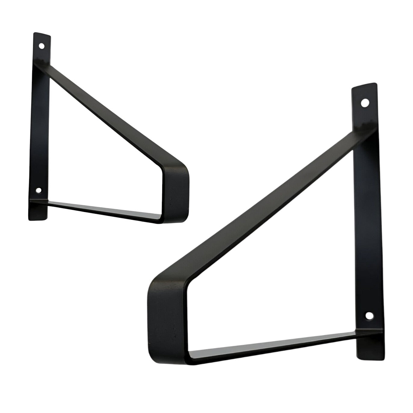 8" Set Of Two Black Metal Wall Mounted Shelf Brackets-Wall Mounted Shelves-DECOROLALA