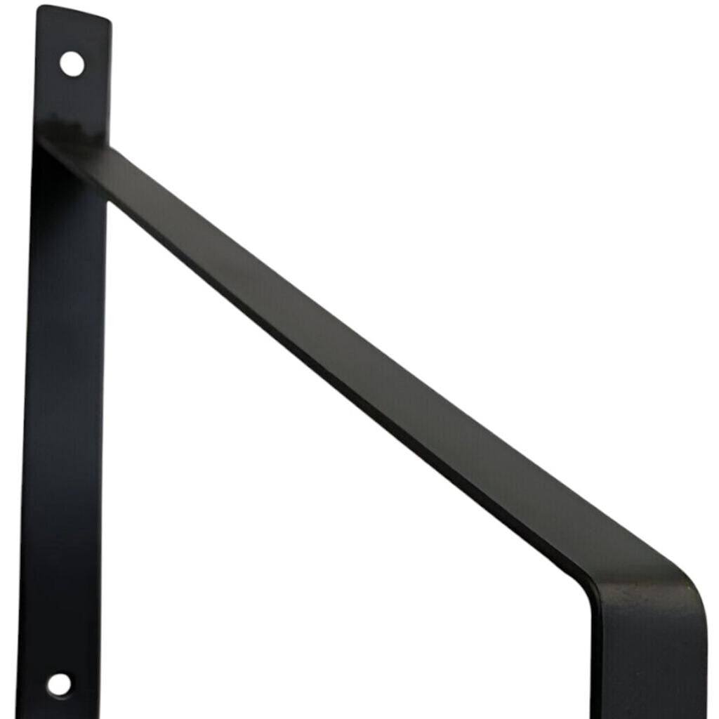 8" Set Of Two Black Metal Wall Mounted Shelf Brackets-Wall Mounted Shelves-DECOROLALA