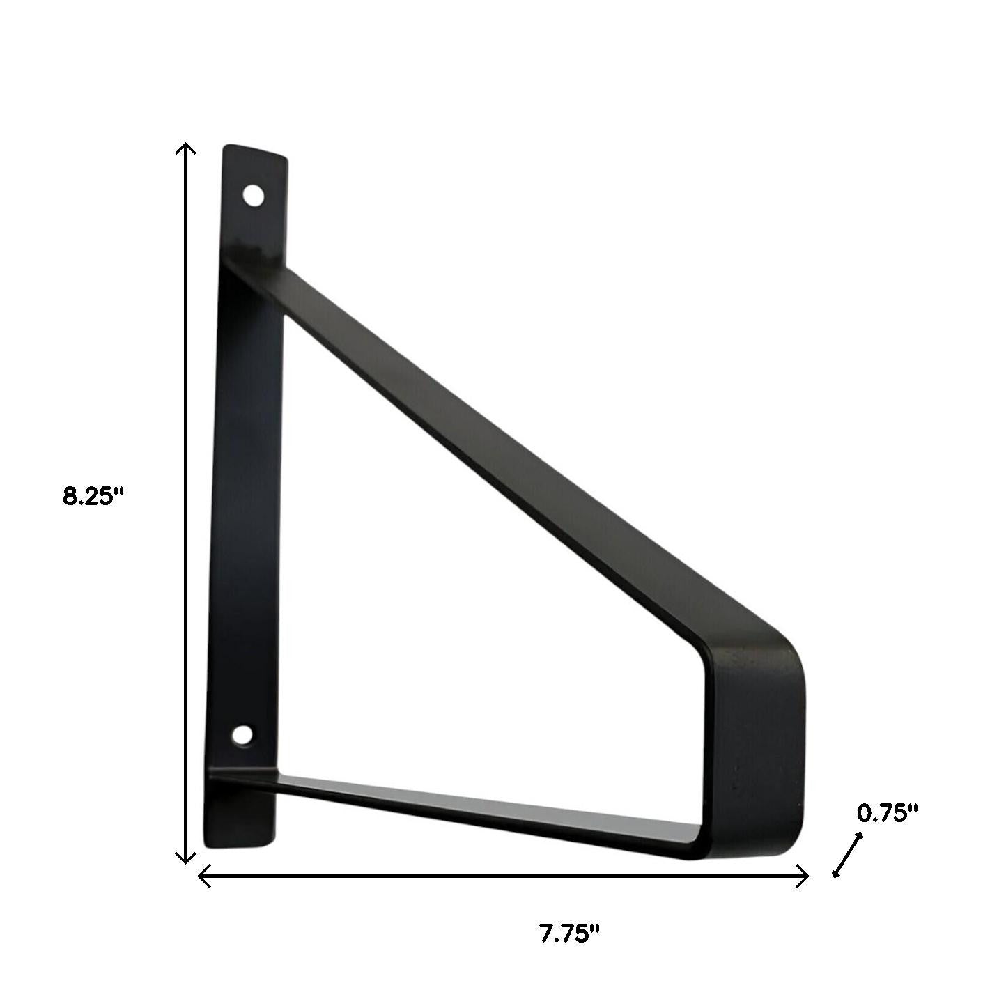 8" Set Of Two Black Metal Wall Mounted Shelf Brackets-Wall Mounted Shelves-DECOROLALA