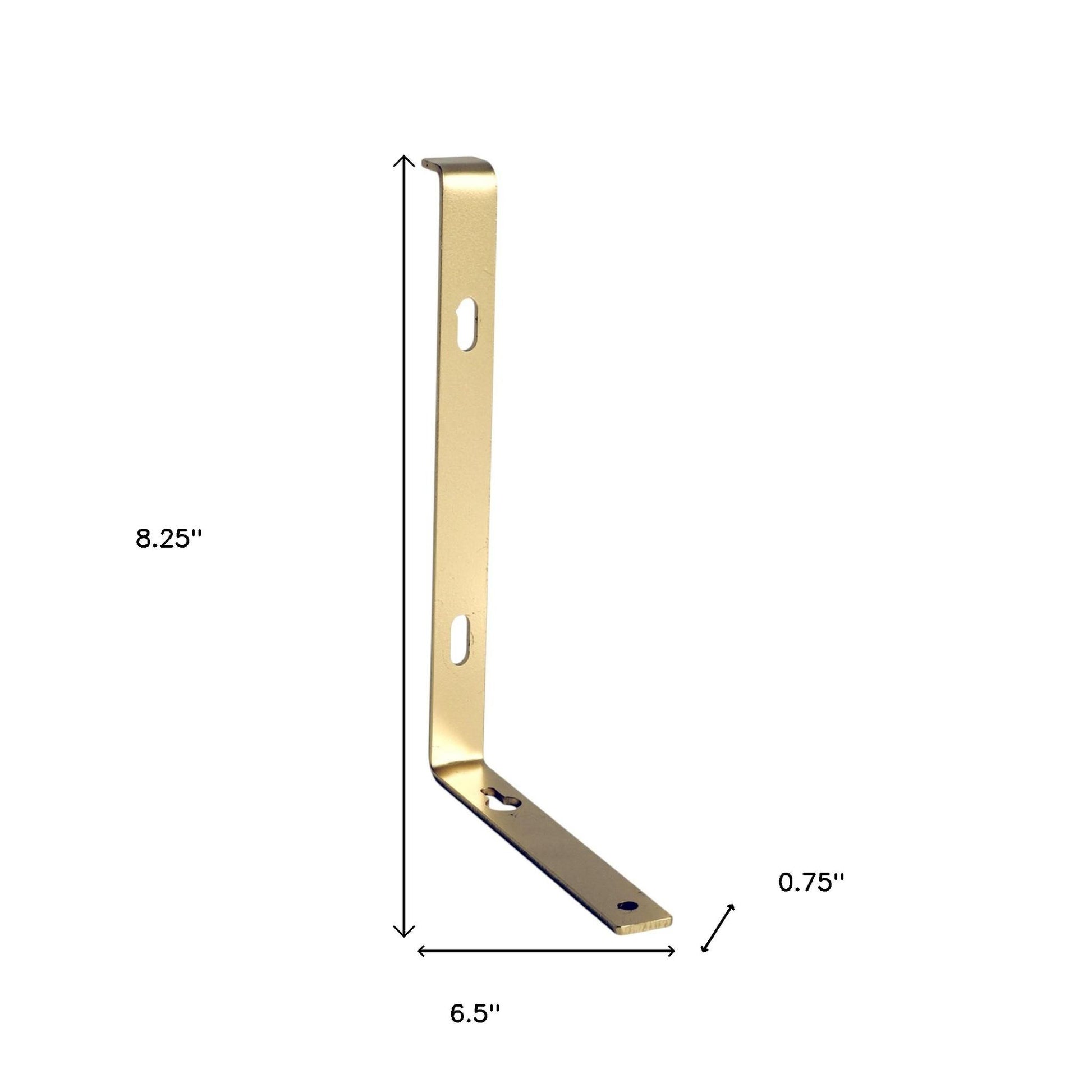 7" Set Of Two Gold Metal Wall Mounted Shelf Brackets-Wall Mounted Shelves-DECOROLALA