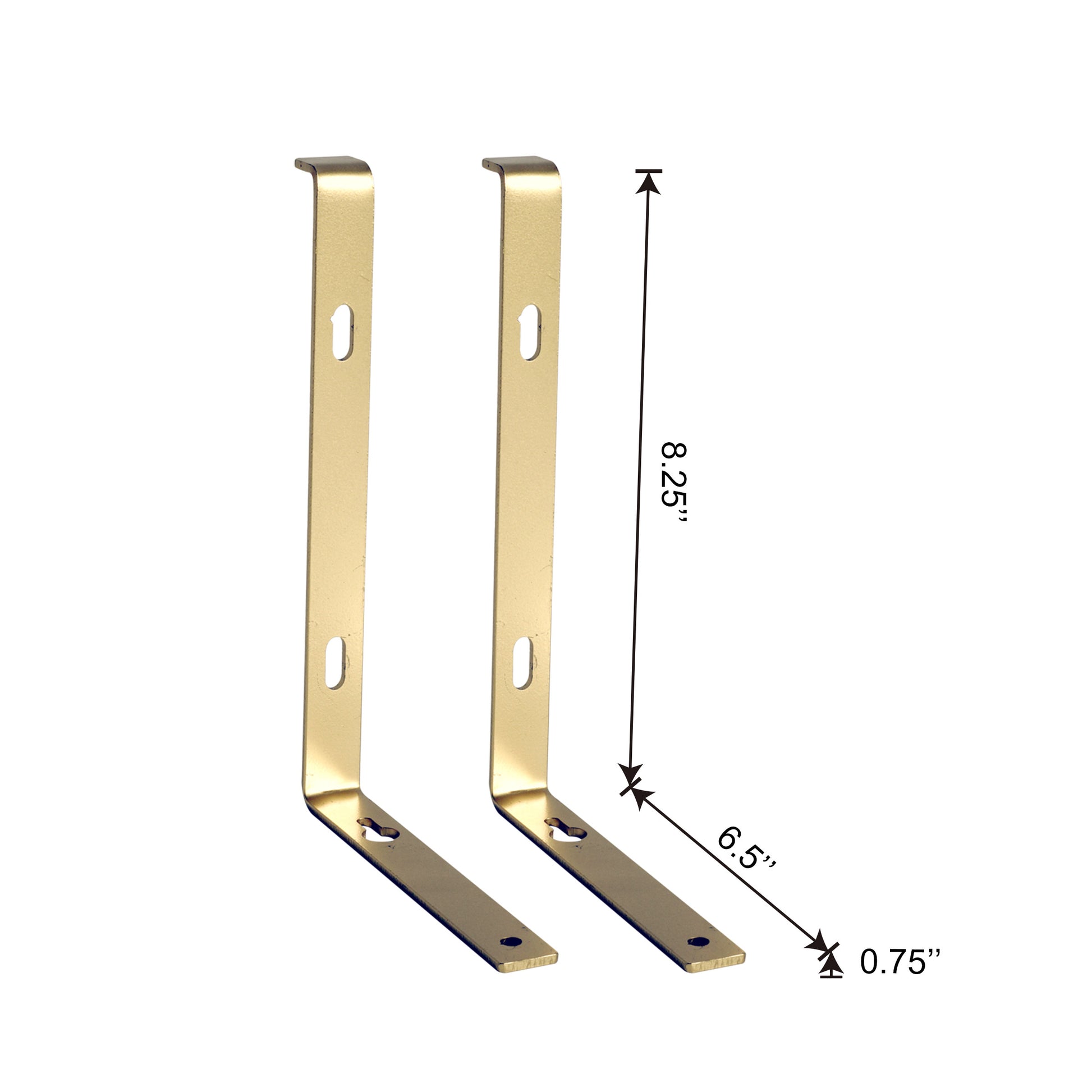 7" Set Of Two Gold Metal Wall Mounted Shelf Brackets-Wall Mounted Shelves-DECOROLALA