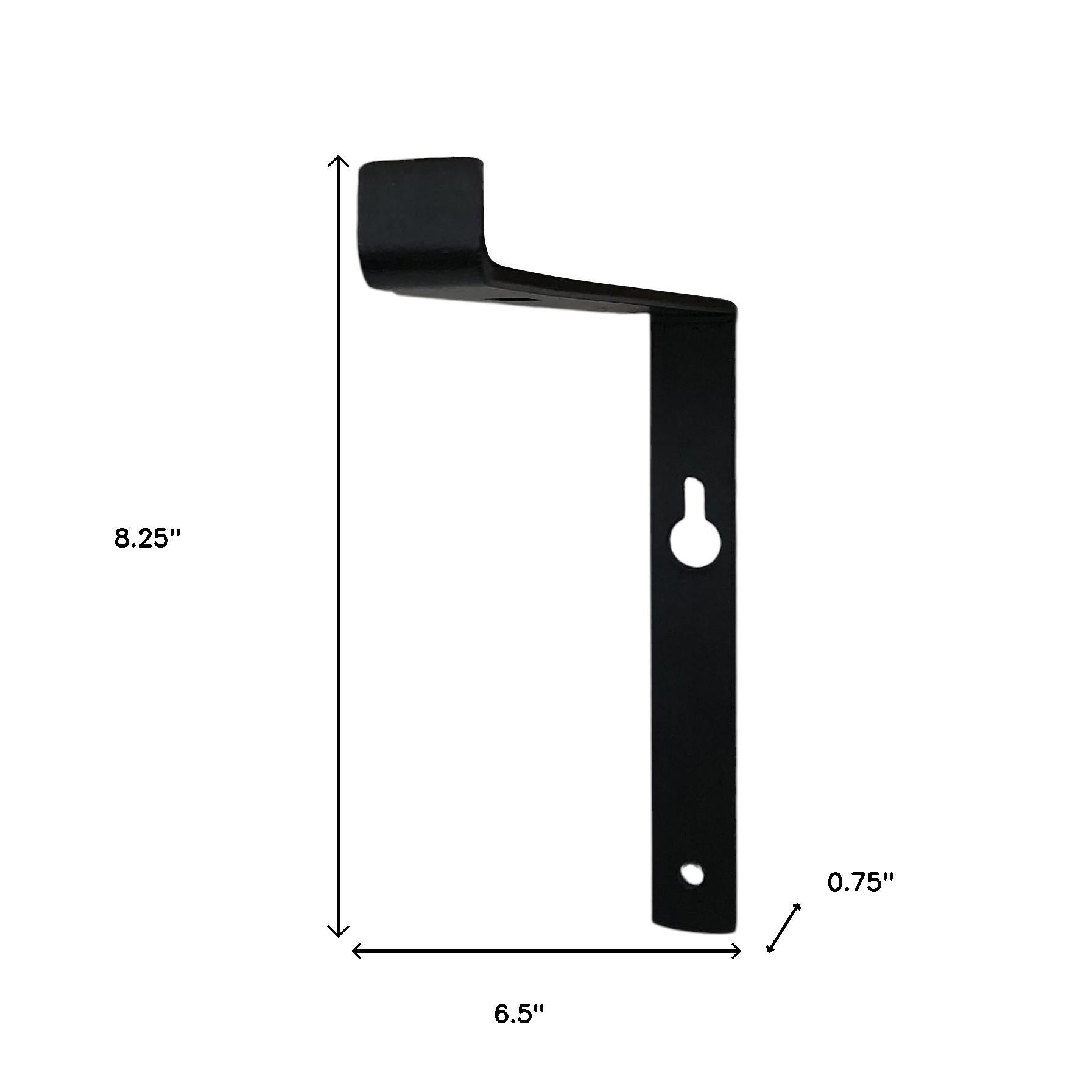 7" Set Of Two Black Metal Wall Mounted Shelf Brackets-Wall Mounted Shelves-DECOROLALA
