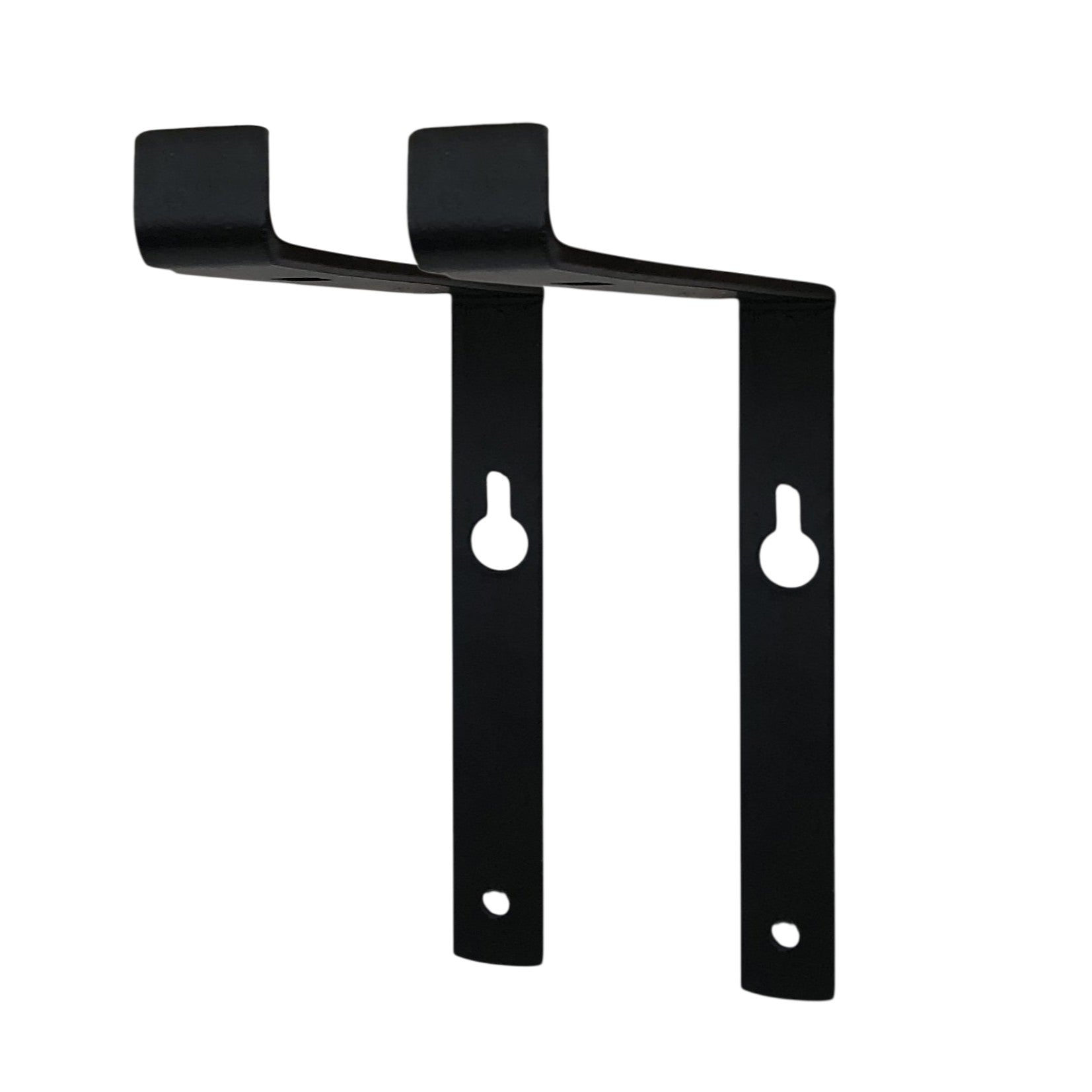 7" Set Of Two Black Metal Wall Mounted Shelf Brackets-Wall Mounted Shelves-DECOROLALA