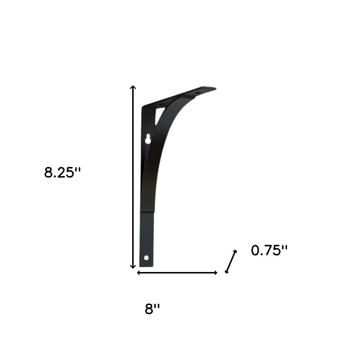 8" Set Of Two Black Curved Metal Wall Mounted Shelf Brackets-Wall Mounted Shelves-DECOROLALA