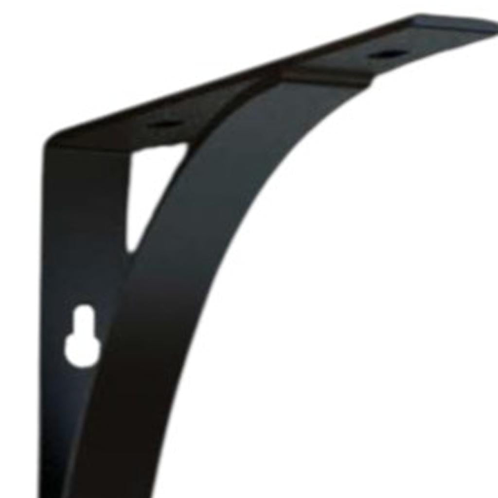 8" Set Of Two Black Curved Metal Wall Mounted Shelf Brackets-Wall Mounted Shelves-DECOROLALA