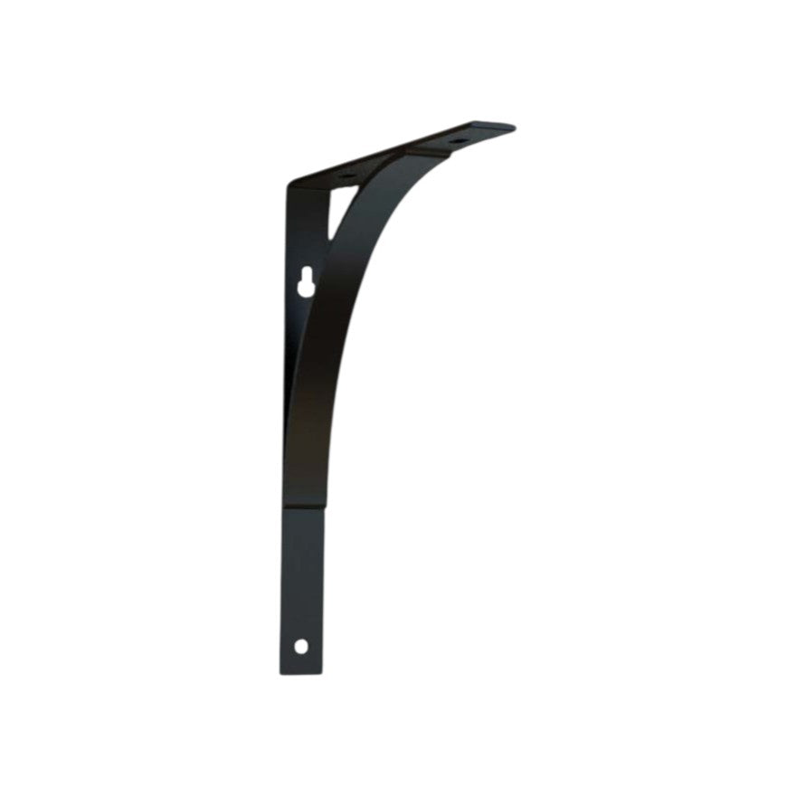 8" Set Of Two Black Curved Metal Wall Mounted Shelf Brackets-Wall Mounted Shelves-DECOROLALA