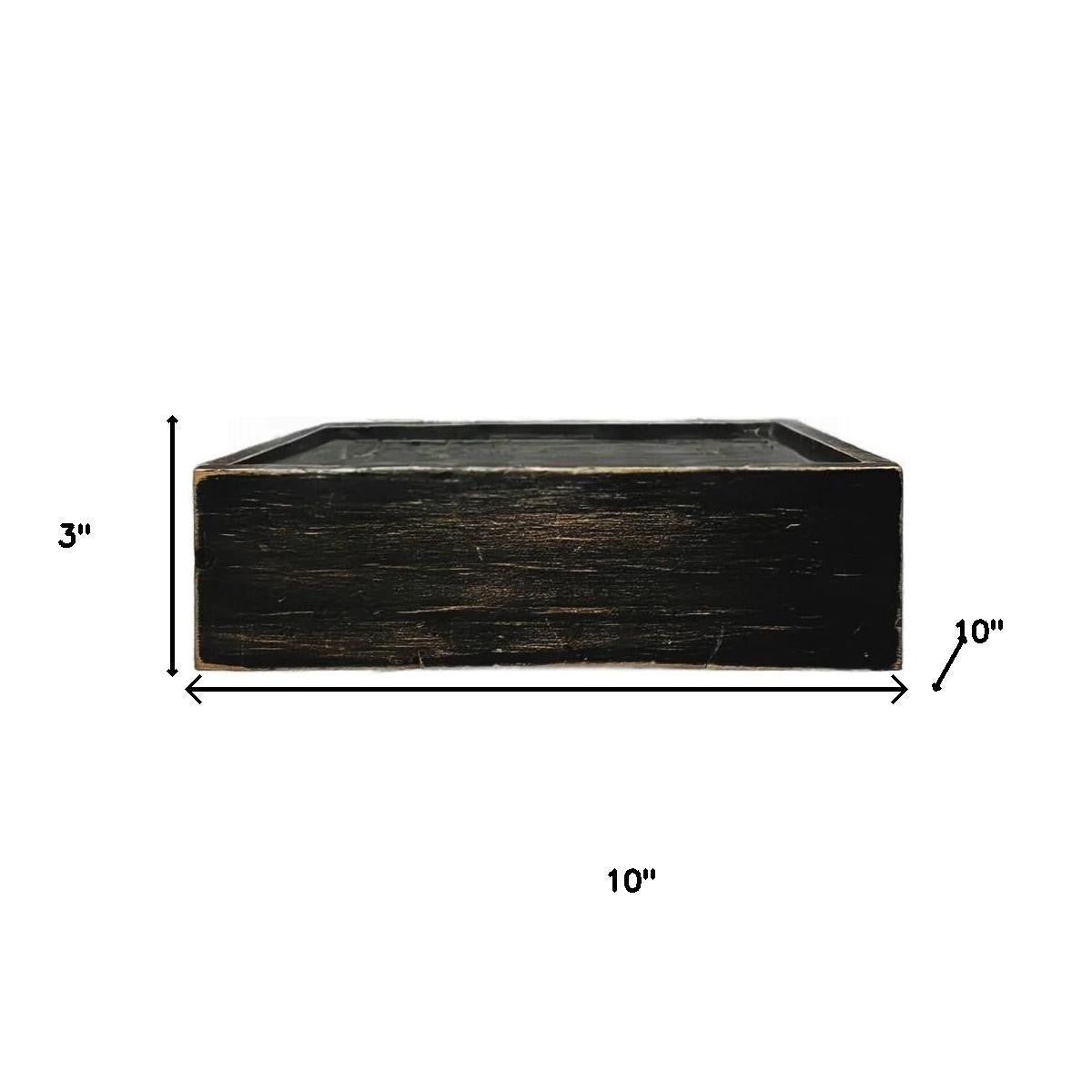 10" Black Distressed Wood Wall Mounted Floating Shelf With LED-Wall Mounted Shelves-DECOROLALA